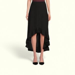 Black Ruffle High Low Skirt in Black NWT